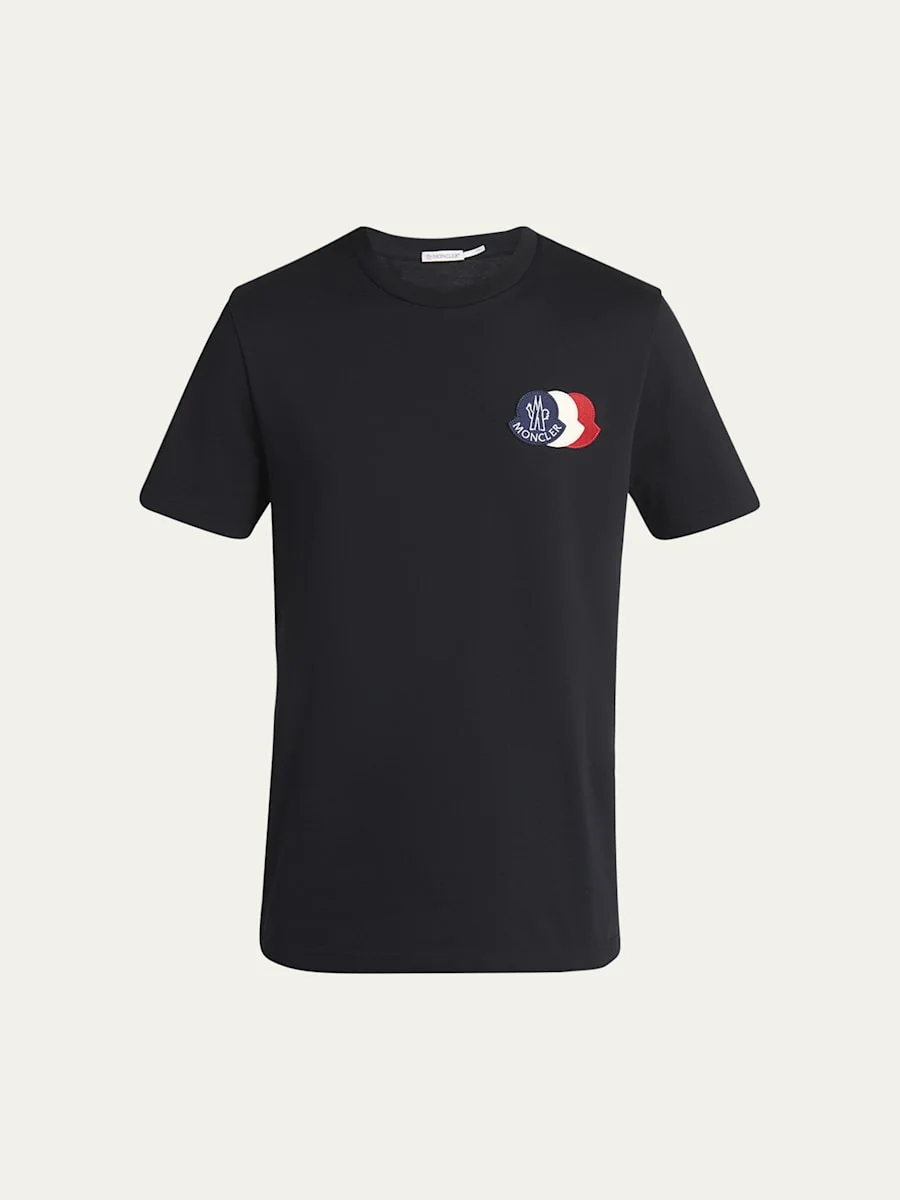 Men's Cotton Triple Logo Patch Crewneck T-Shirt - 1