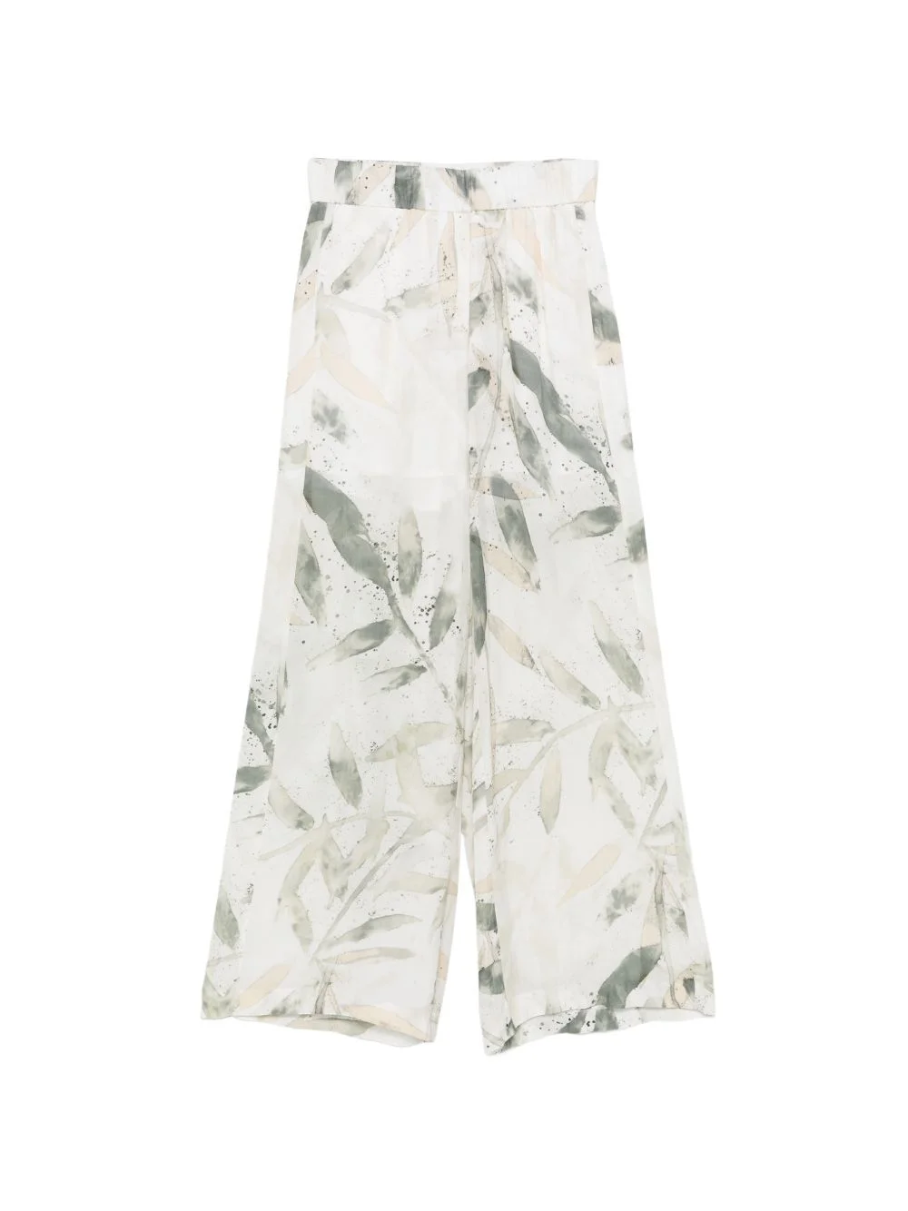 leaf-print elasticated trousers - 1