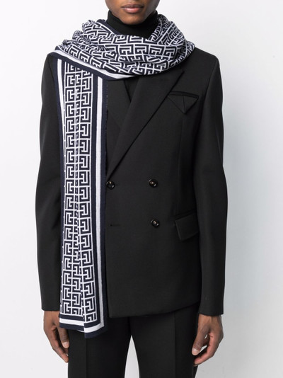 Balmain monogram pattern fine-knitted scarf outlook