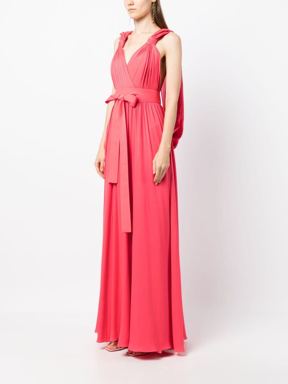 bow-detail double georgette gown - 3