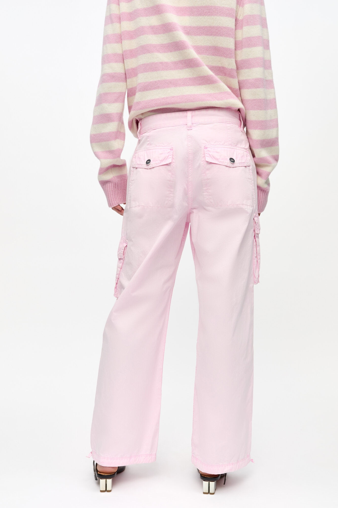 PINK WASHED COTTON TWILL PANTS - 4