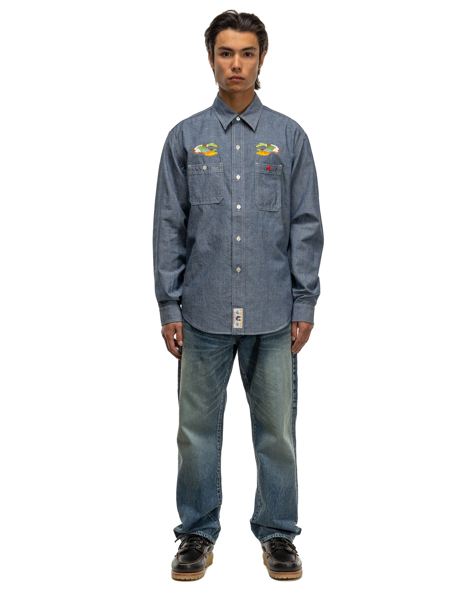 CHAMBRAY L/S SHIRT BLUE - 4