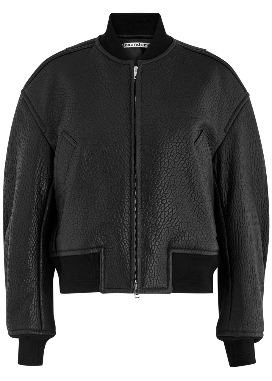 Alexander Wang Padded Pebbled Leather Bomber Jacket - 1