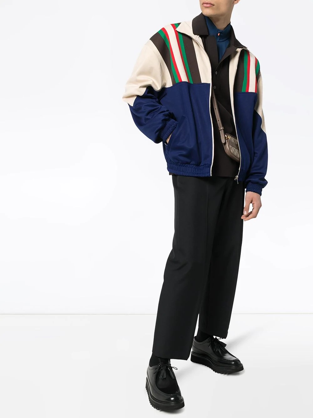 zip-up striped track jacket - 2