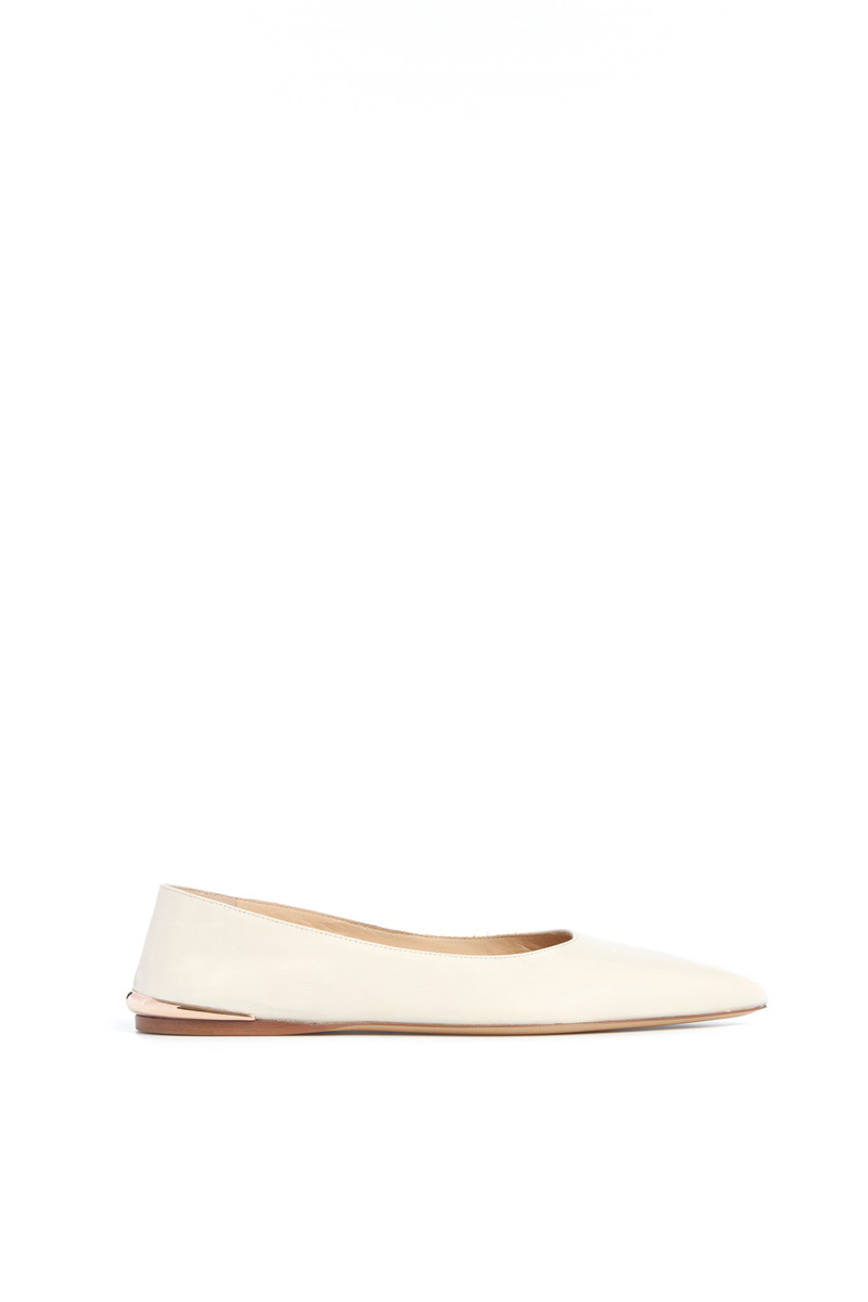 Fleur Ballerina Flat Shoe in Ivory Nappa Leather 1
