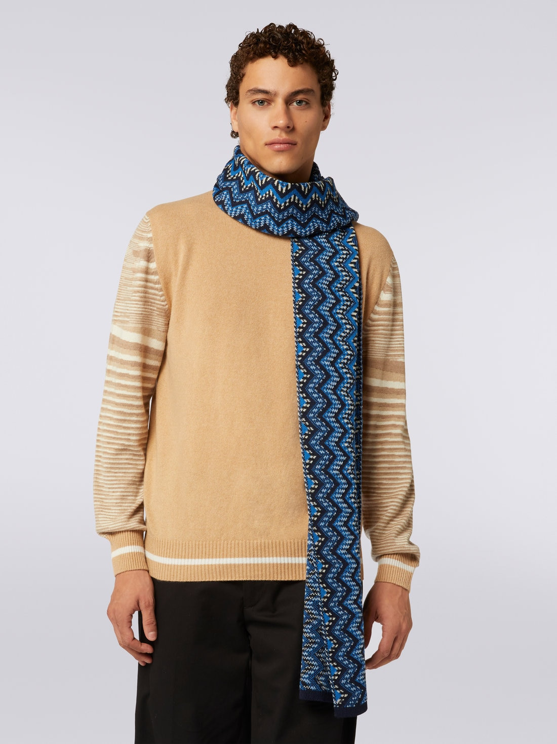 Zigzag wool knit scarf - 3