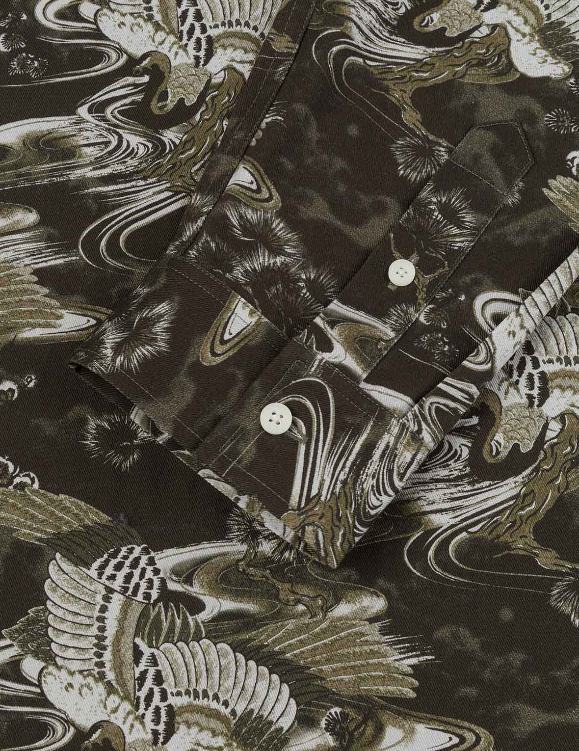 Allover Crane Print Relax Fit Shirt - 10