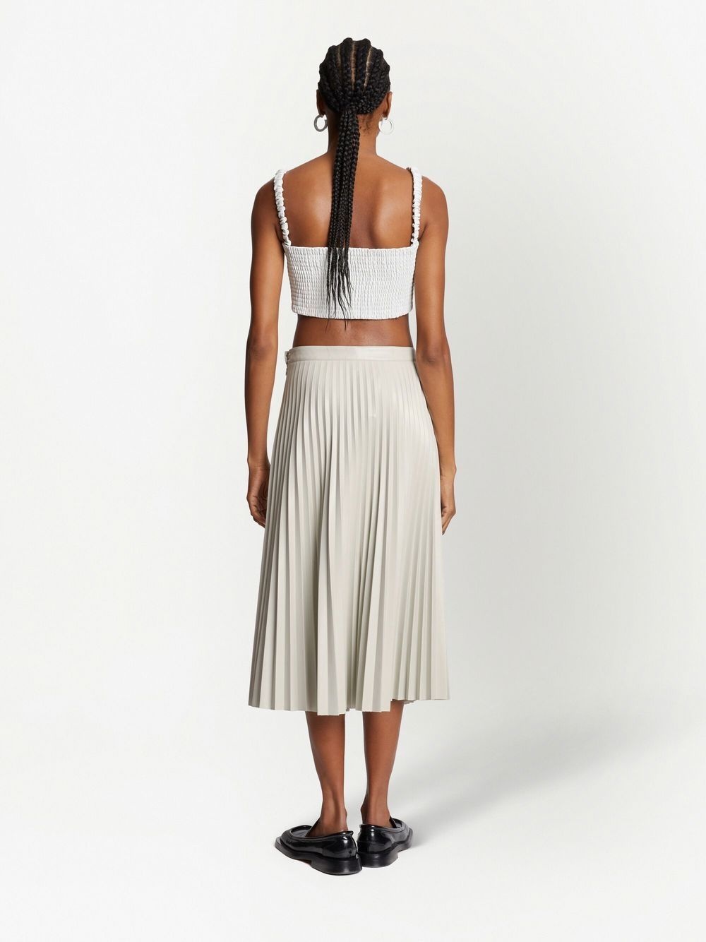 pleated faux-leather skirt - 4