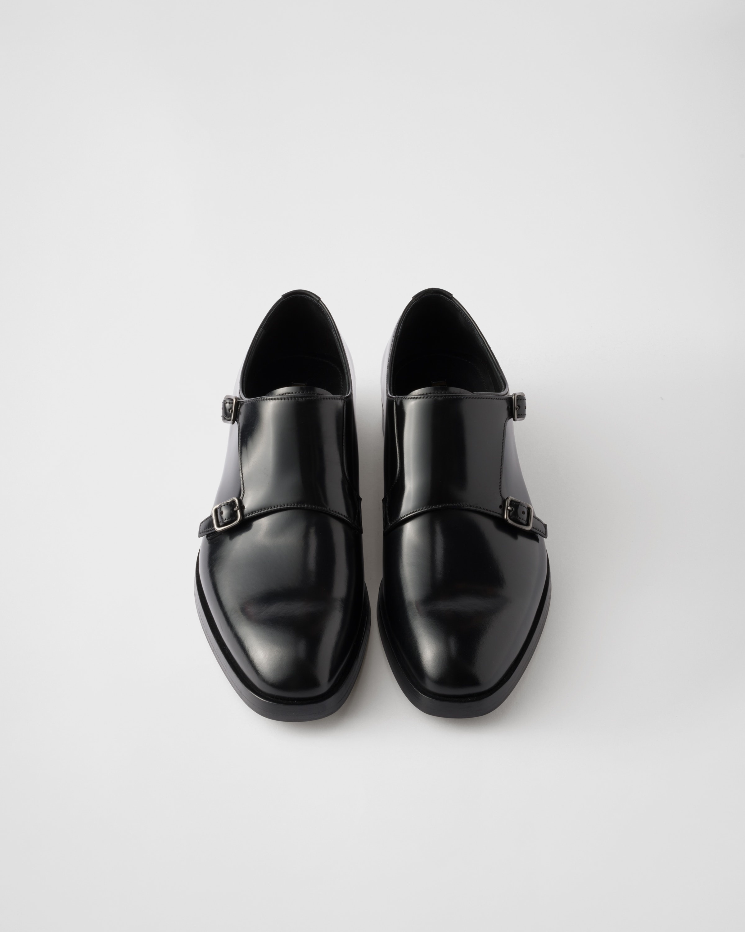 Brushed leather double monk strap shoes - 3