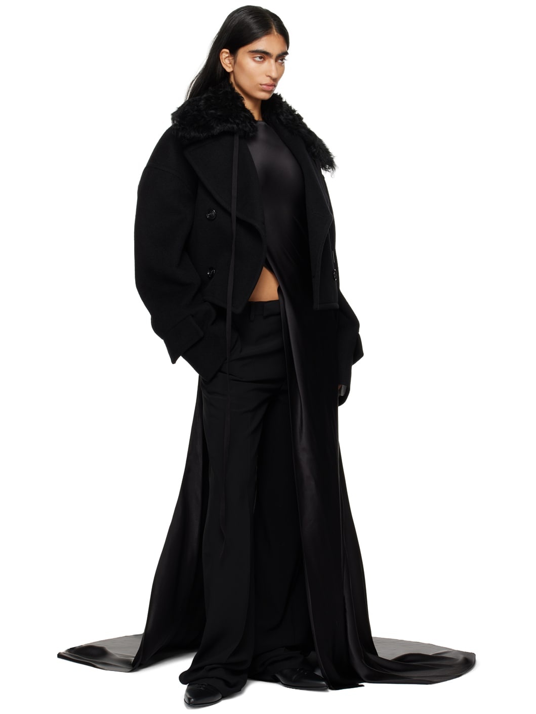 Black Davin Double-Breasted Short Jacket - 4
