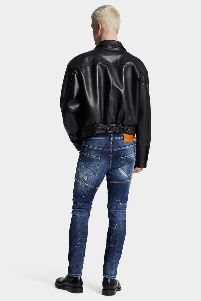 MEDIUM EASY RED SPOTS WASH TIDY BIKER JEANS - 4