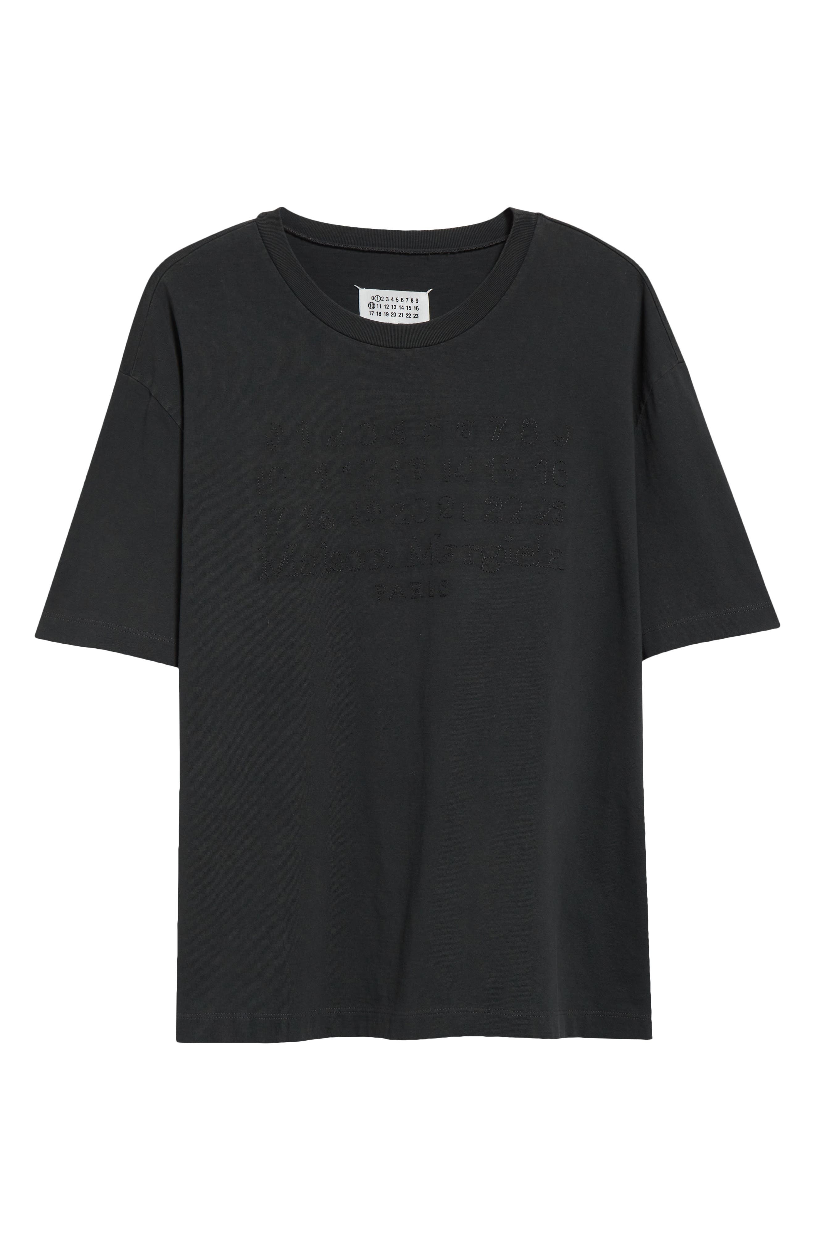 Maison Margiela Embroidered Logo Cotton T-Shirt in Washed Black at Nordstrom - 5