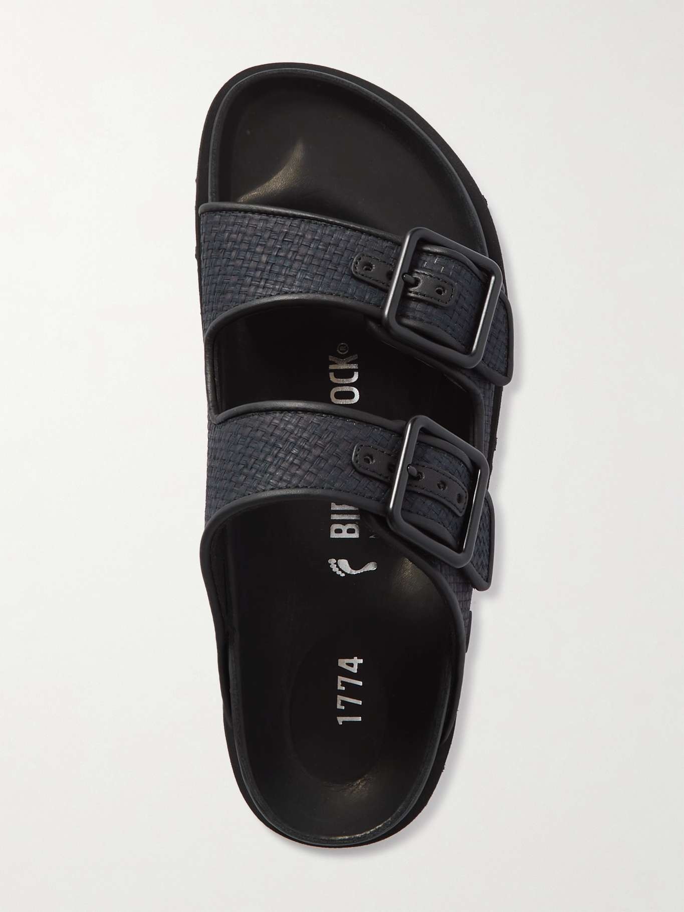 Arizona Luxe leather-trimmed raffia sandals - 5