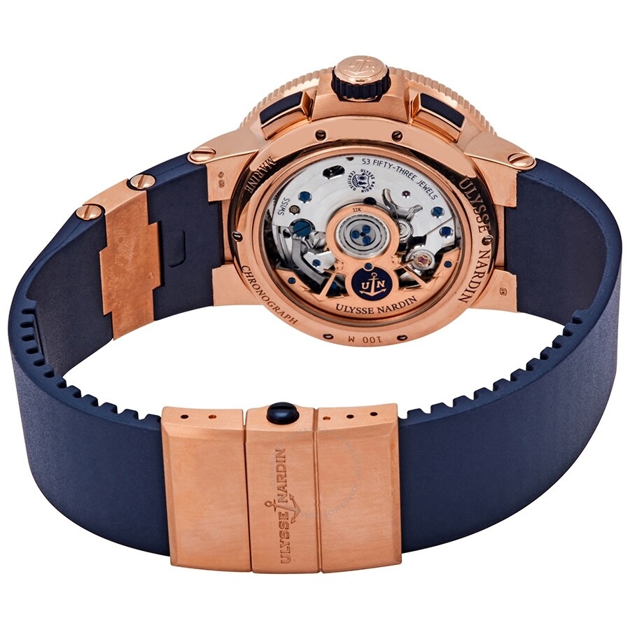 Ulysse Nardin Marine Automatic Chronograph Blue Dial 18kt Rose Gold Men's Watch 1532-150-3/43 - 3