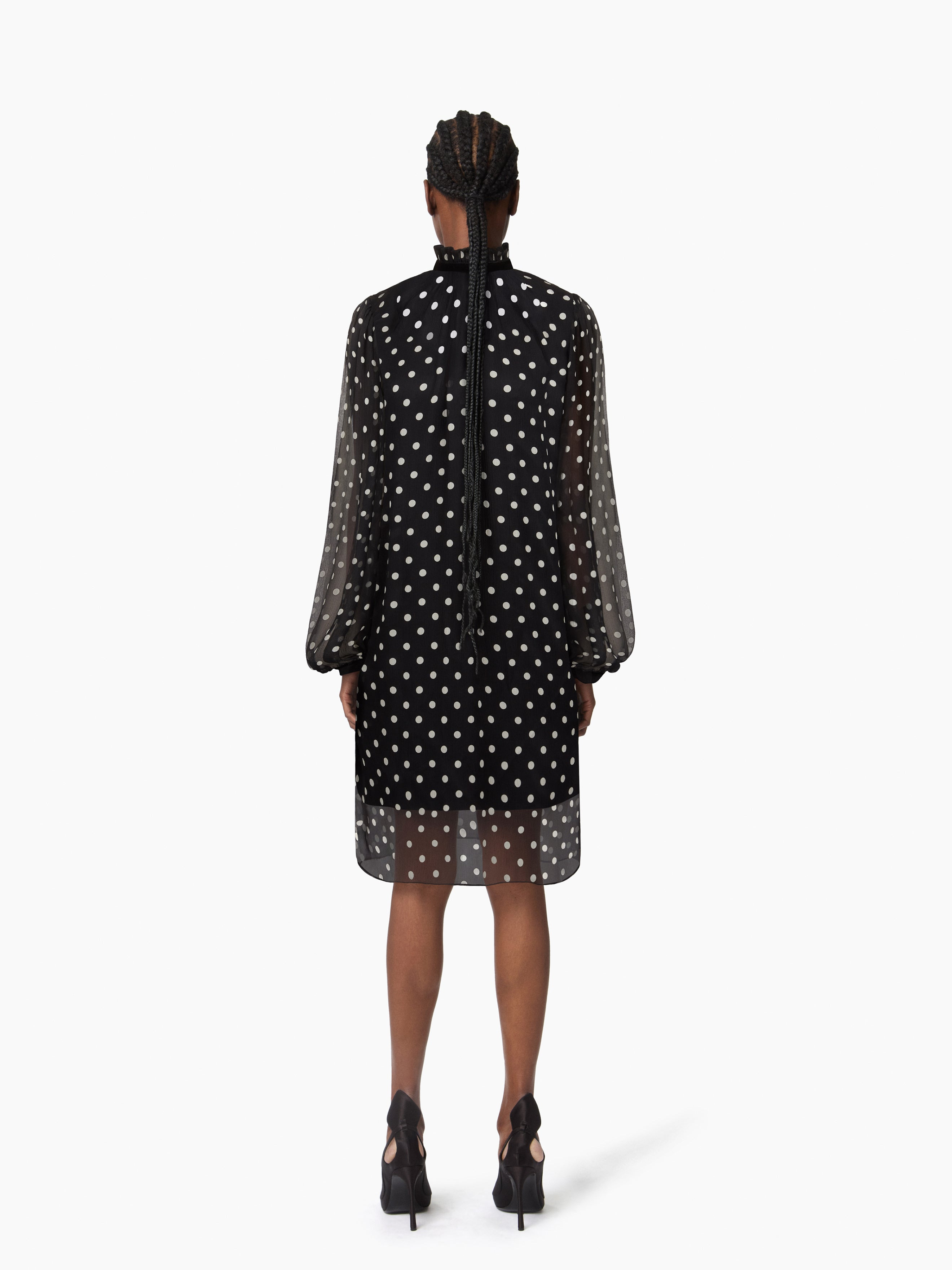 Polka-Dot Silk Midi Dress - 4