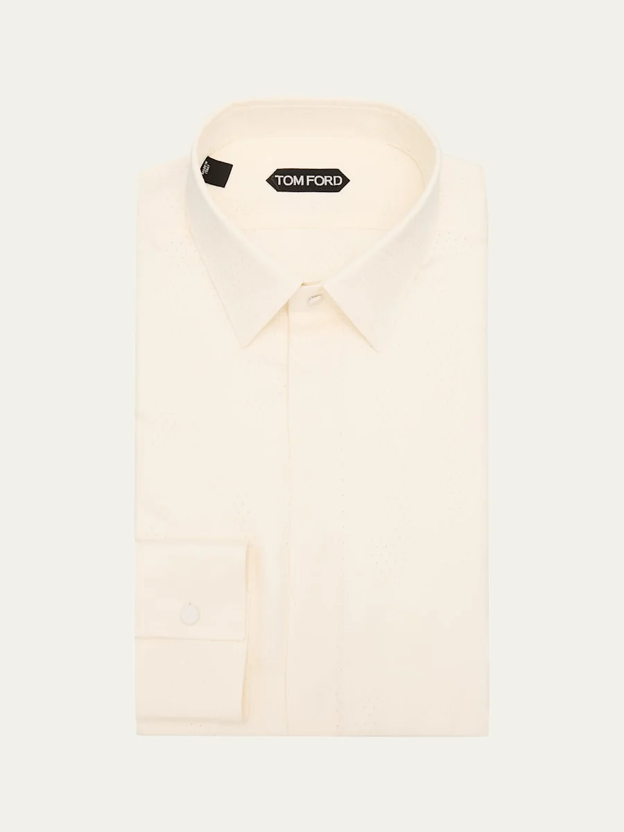 Men's Tonal Polka Dot Lyocell Dress Shirt - 1