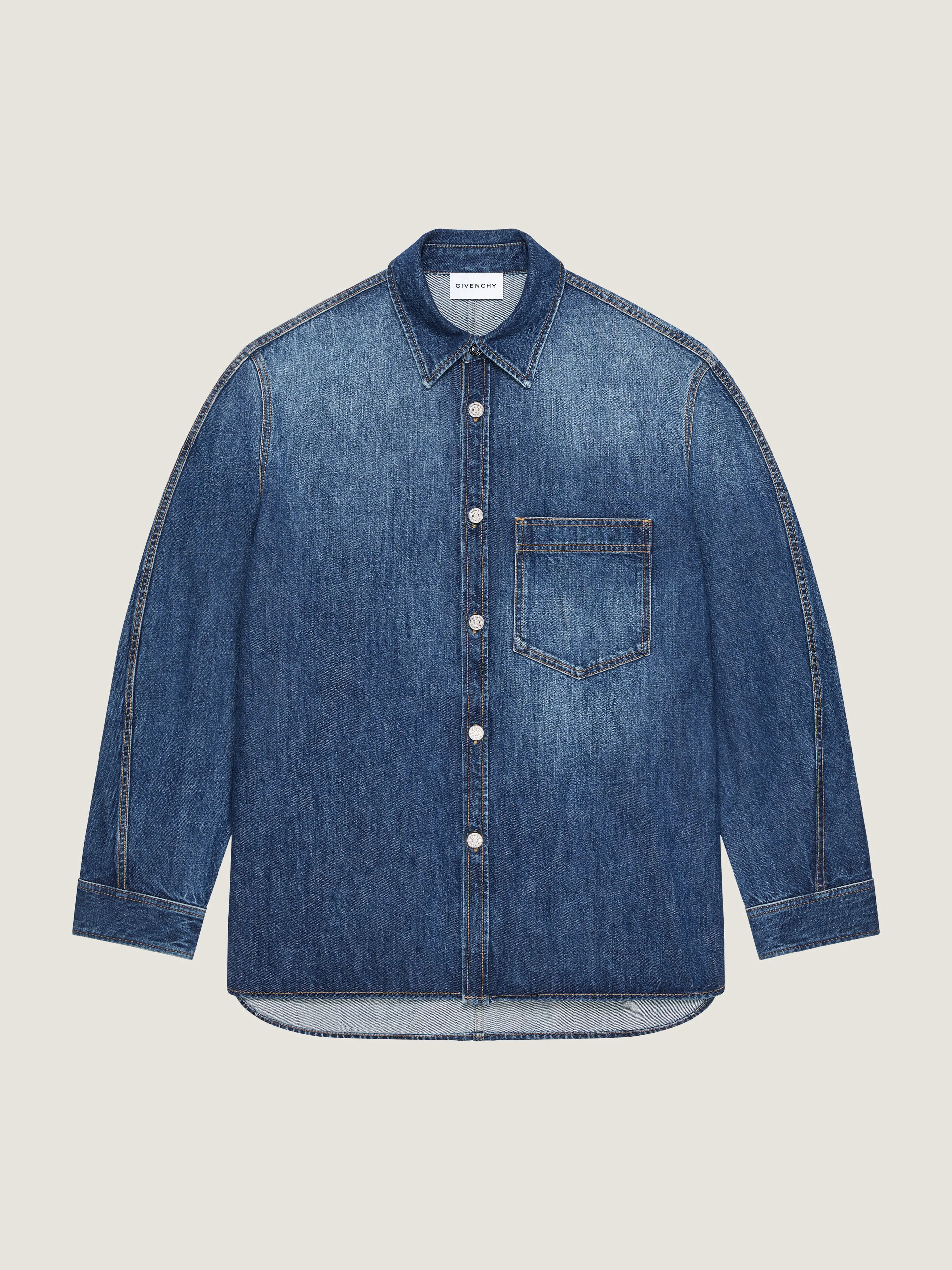 COUTURE SEAM OVERSHIRT IN DARK BLUE DENIM - 1