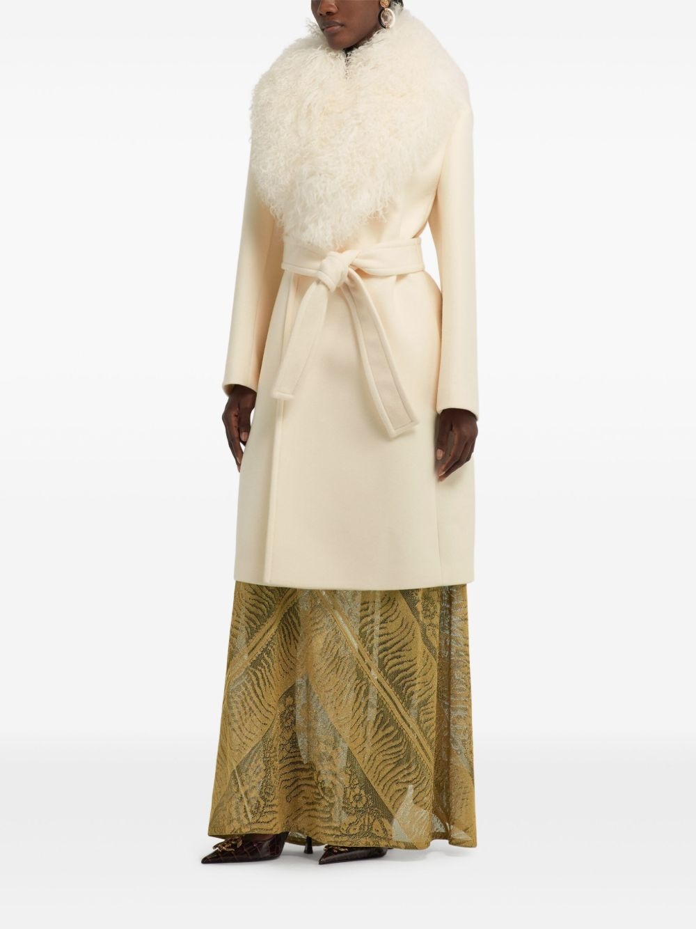 shearling-trimmed coat - 4