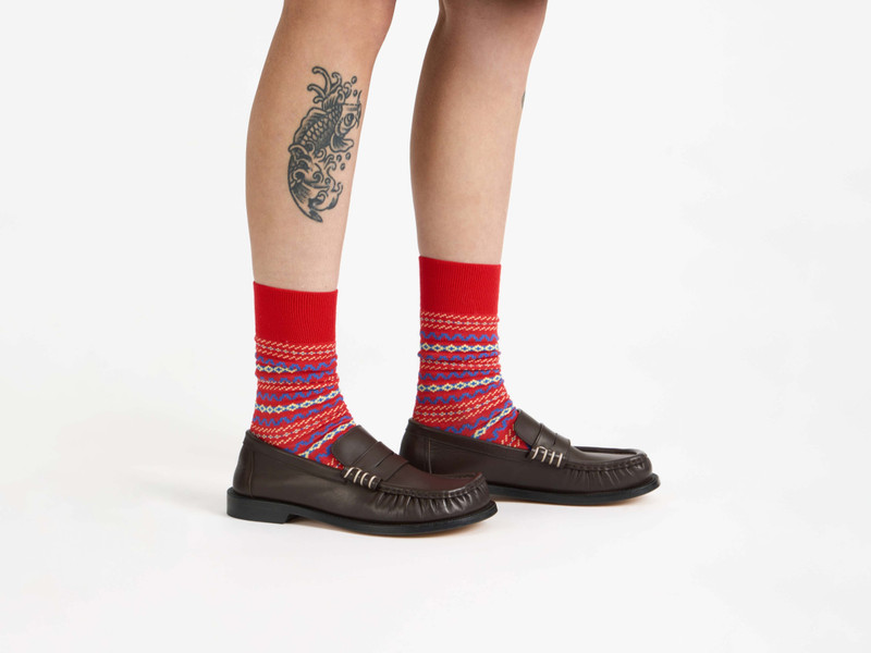 JW Anderson FAIRISLE SOCK IN RED outlook