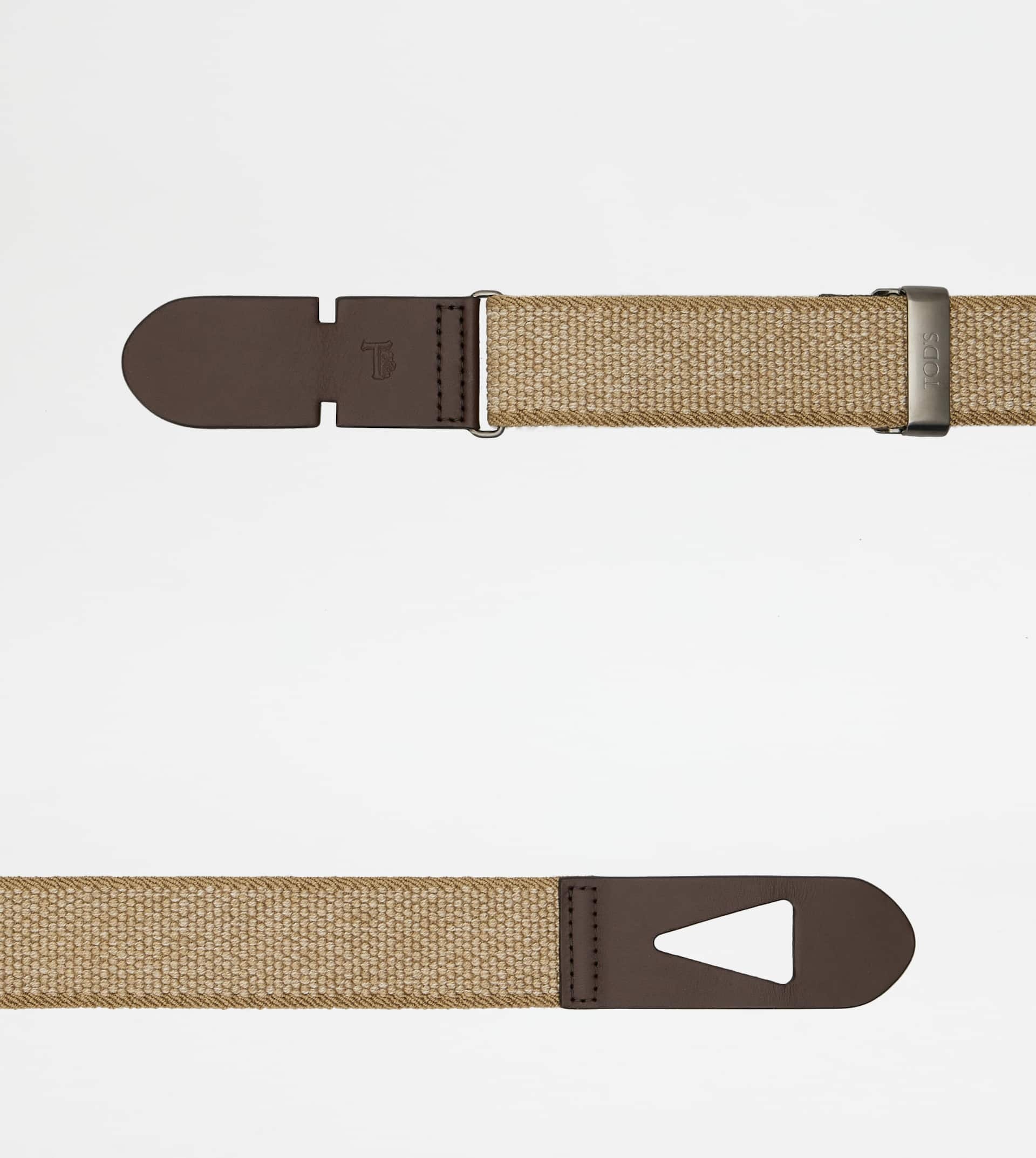 BELT IN CANVAS AND LEATHER - BEIGE, BROWN - 2