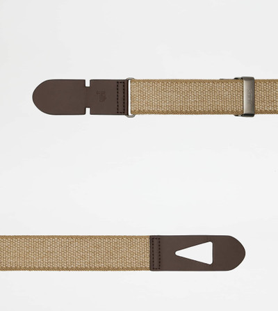 Tod's BELT IN CANVAS AND LEATHER - BEIGE, BROWN outlook