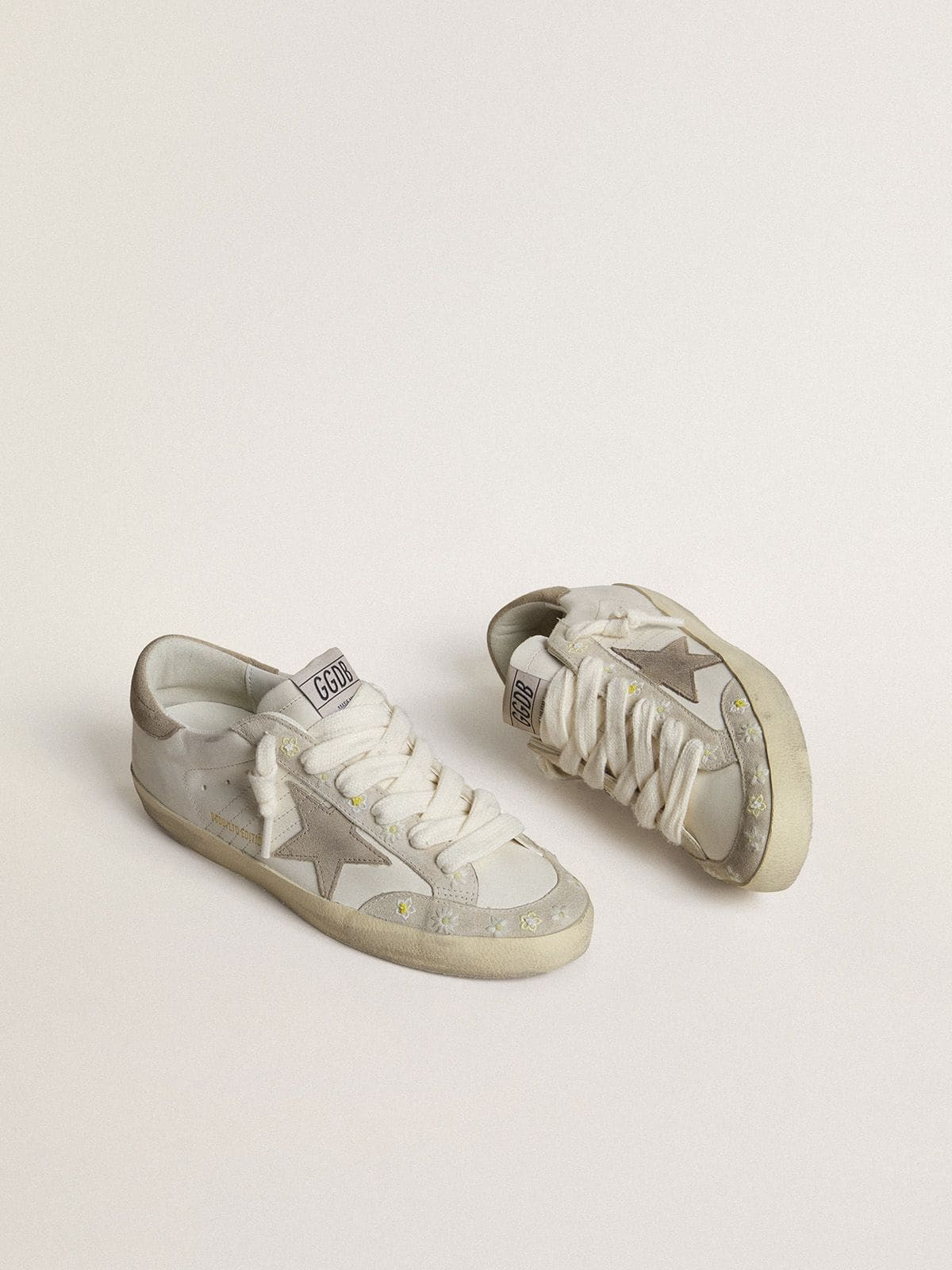 Women’s Super-Star LTD with beige suede star and heel tab and floral embroidery - 2