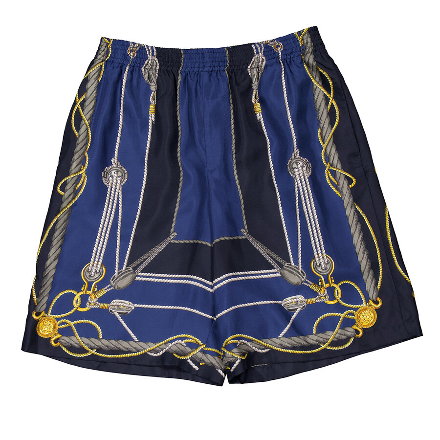 Versace Nautical Print Silk Shorts - 5