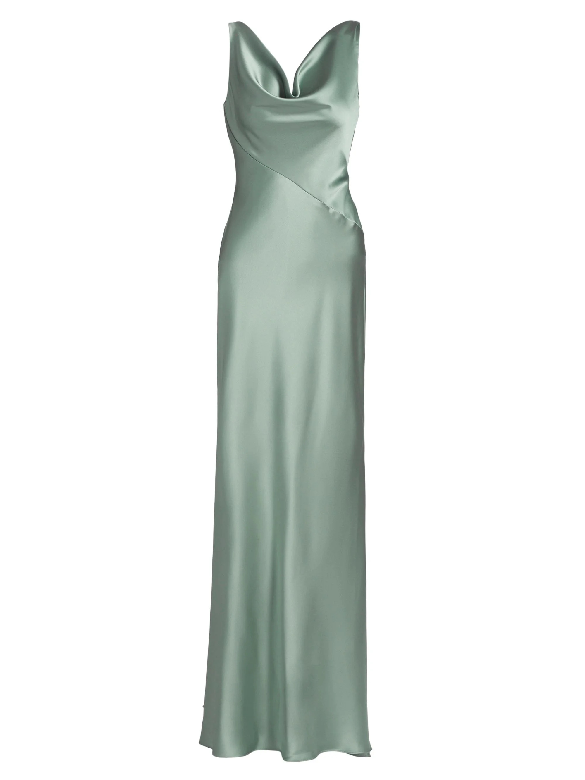 Women's Satin Cowlneck Gown - Jade - 1