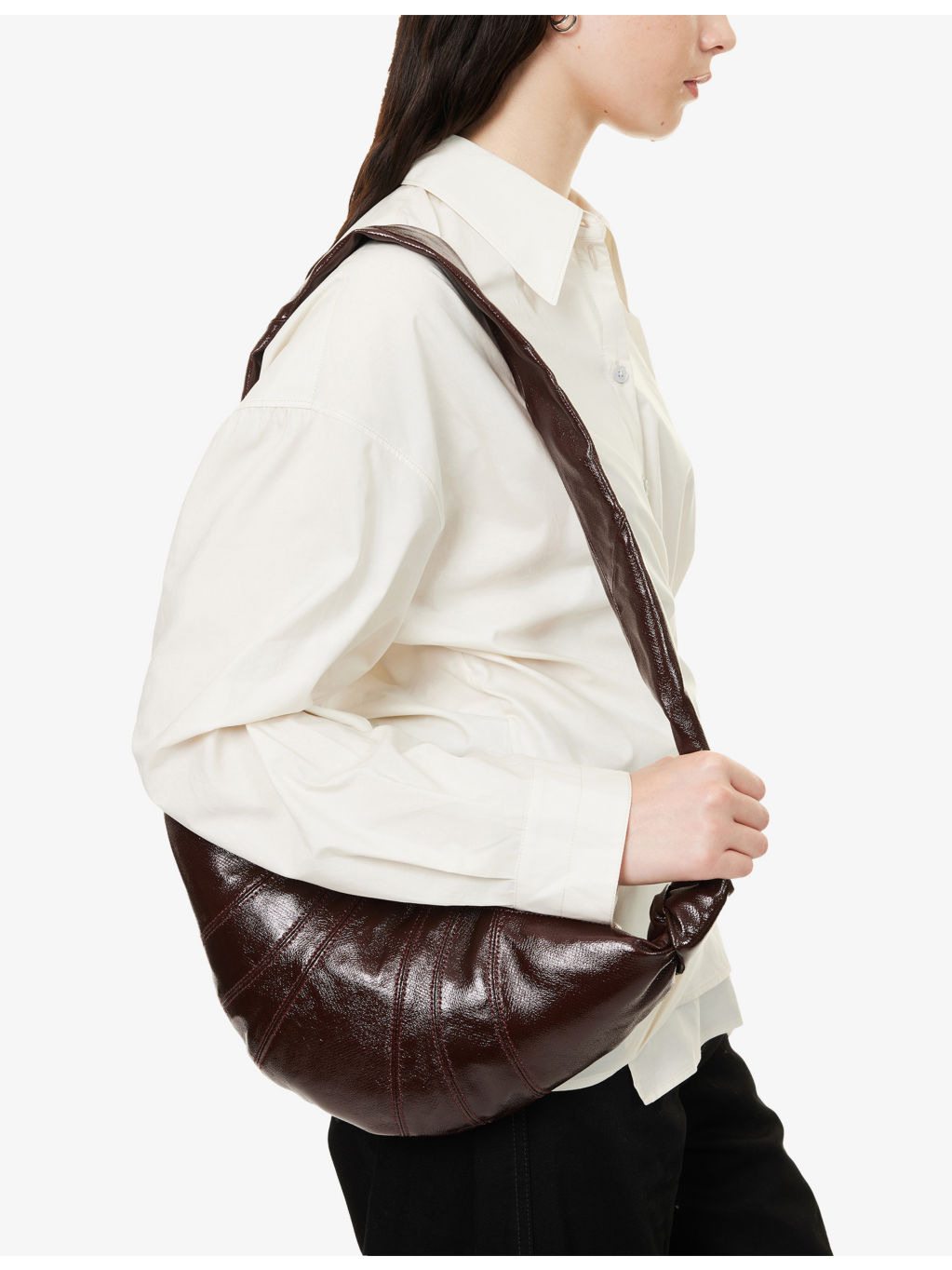 Medium Croissant Leather Shoulder Bag - 3