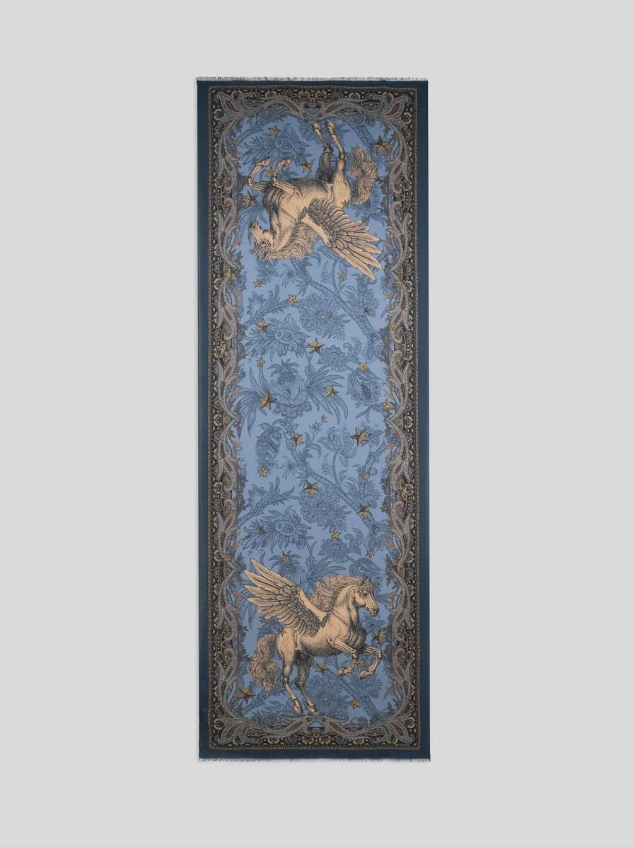 SILK-BLEND SCARF WITH PEGASO - 1