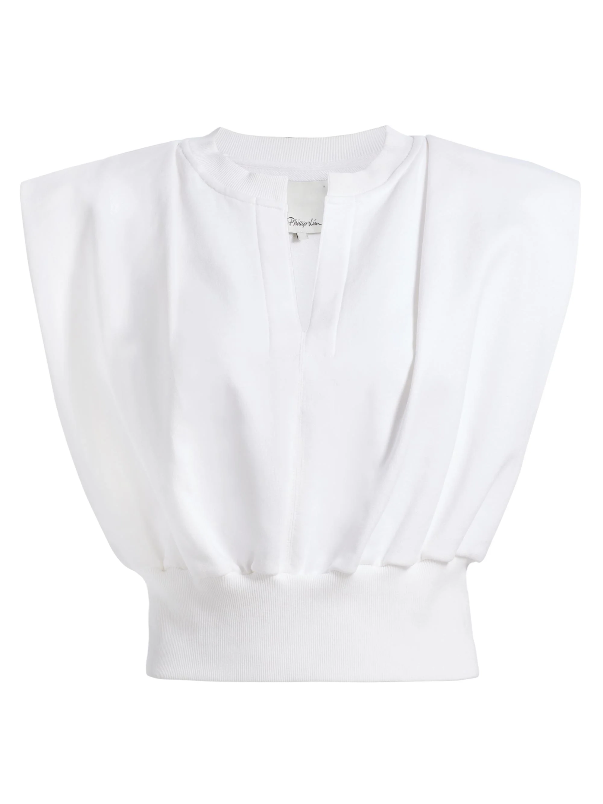 Women's Draped Sleeveless French Terry Top - Tofu - 1