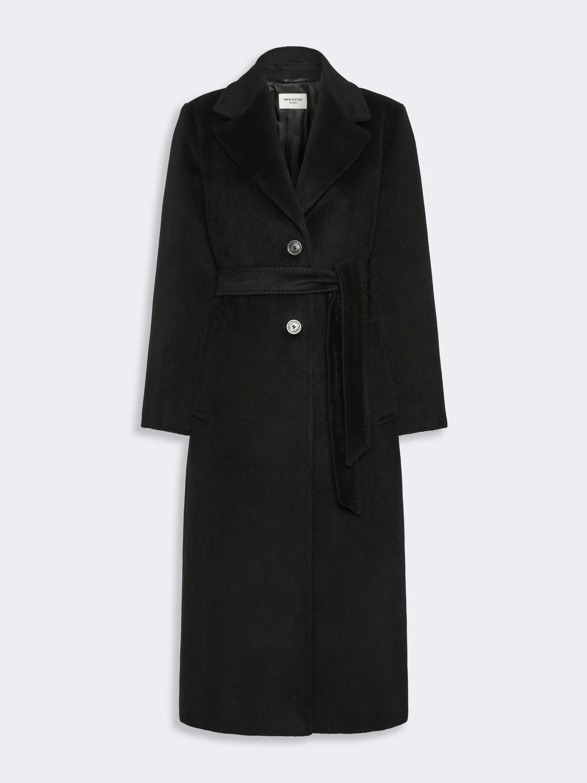 BRONTE Wool and alpaca teddy long coat - BLACK - 1