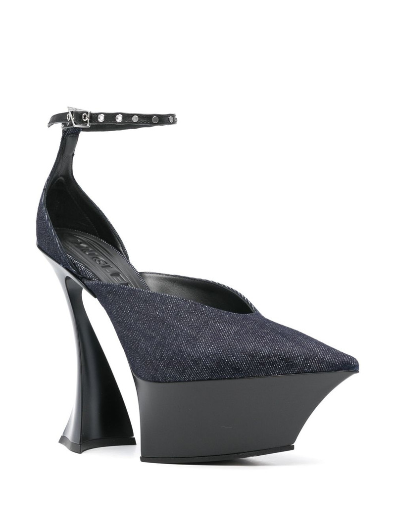 MUGLER 140mm denim strappy pumps outlook