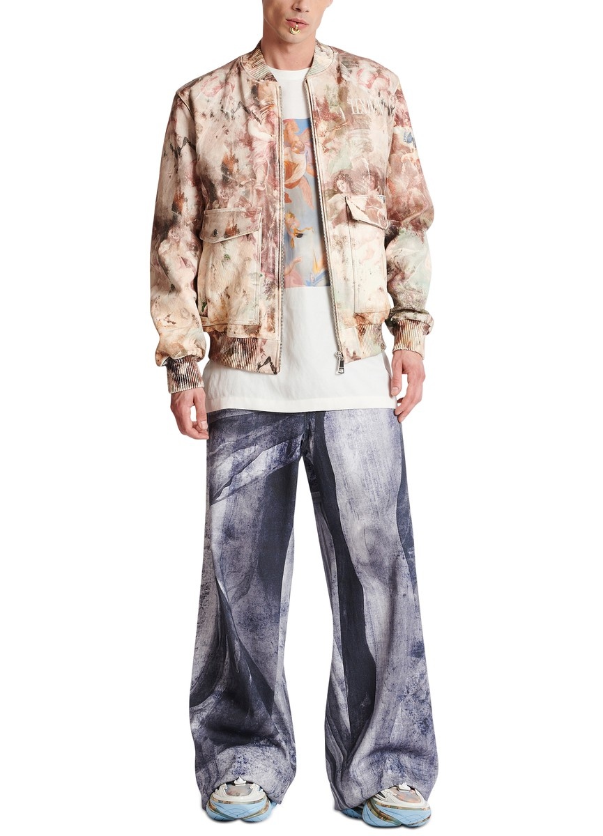 Pastel print leather bomber jacket - 6