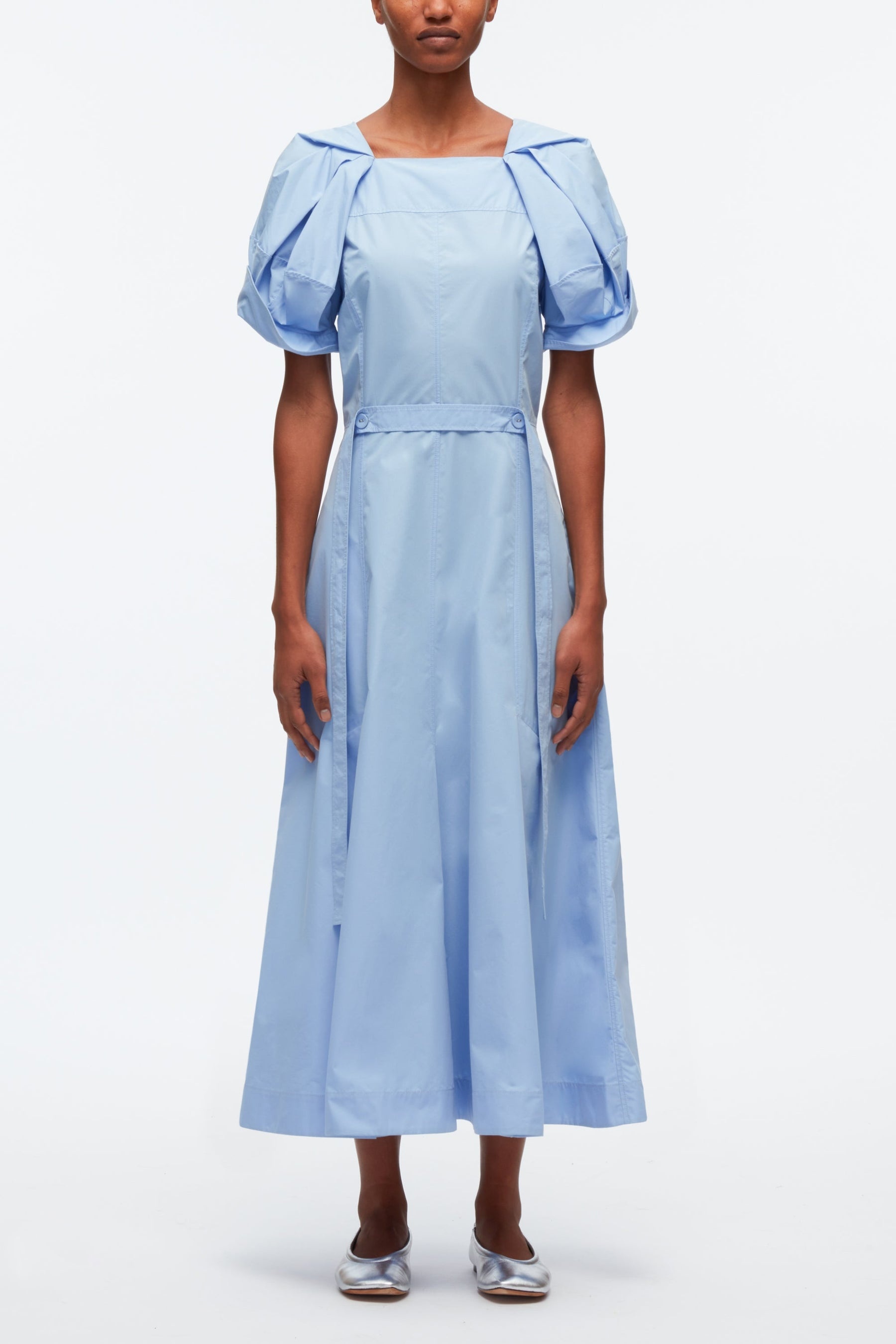Collapsed Bloom Short Sleeve Belted Dress - 1