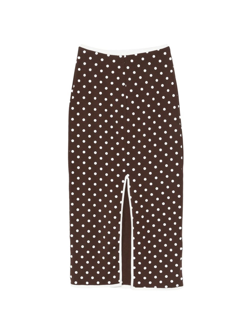 ROWEN ROSE polka dot-pattern slit midi skirt outlook