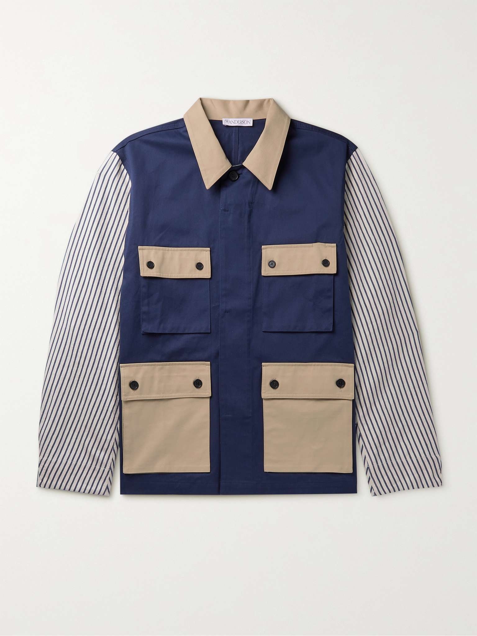 Patchwork Striped Cotton Shirt Jacket - 1