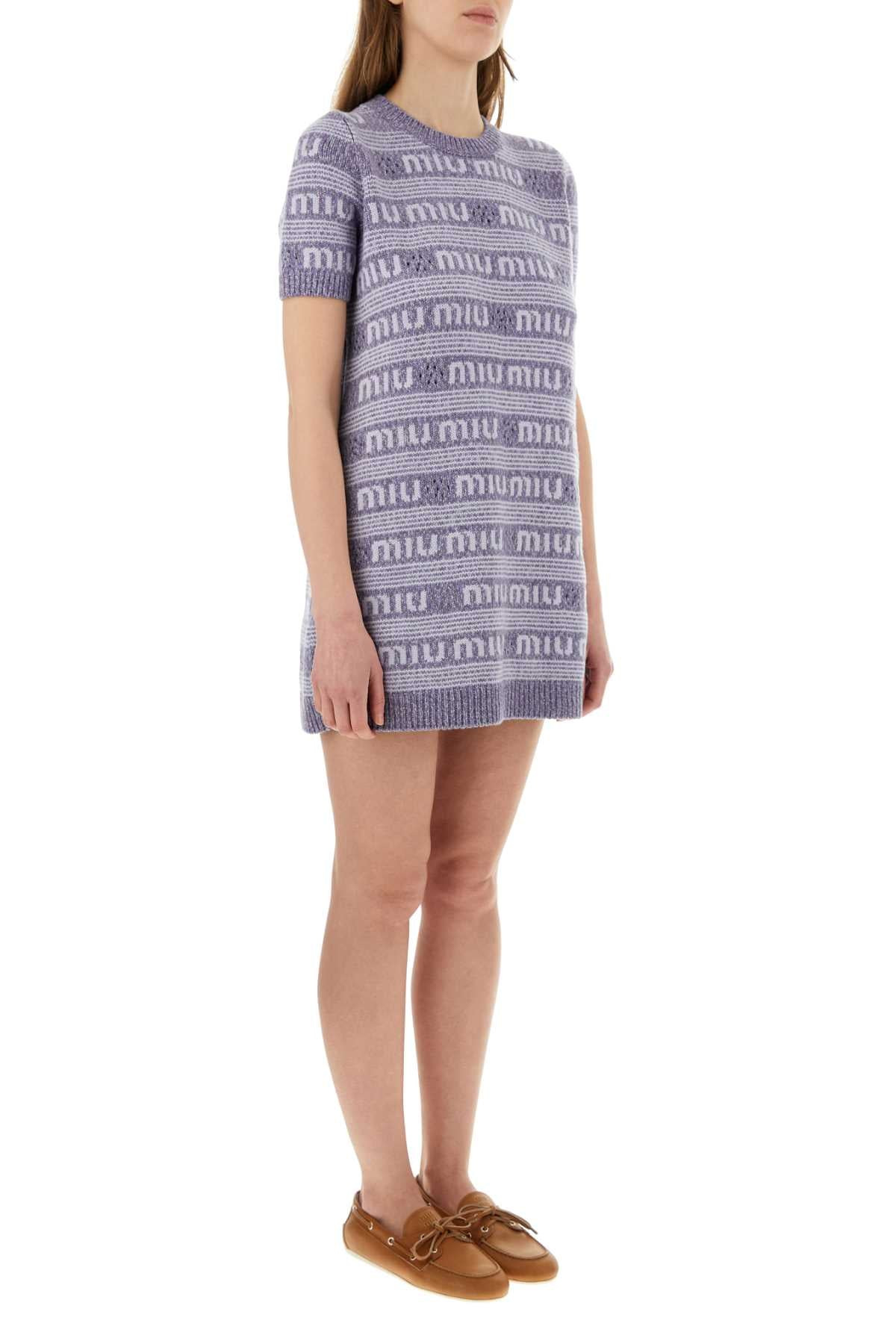 Miu Miu Women Embroidered Wool Blend Mini Sweater Dress - 3