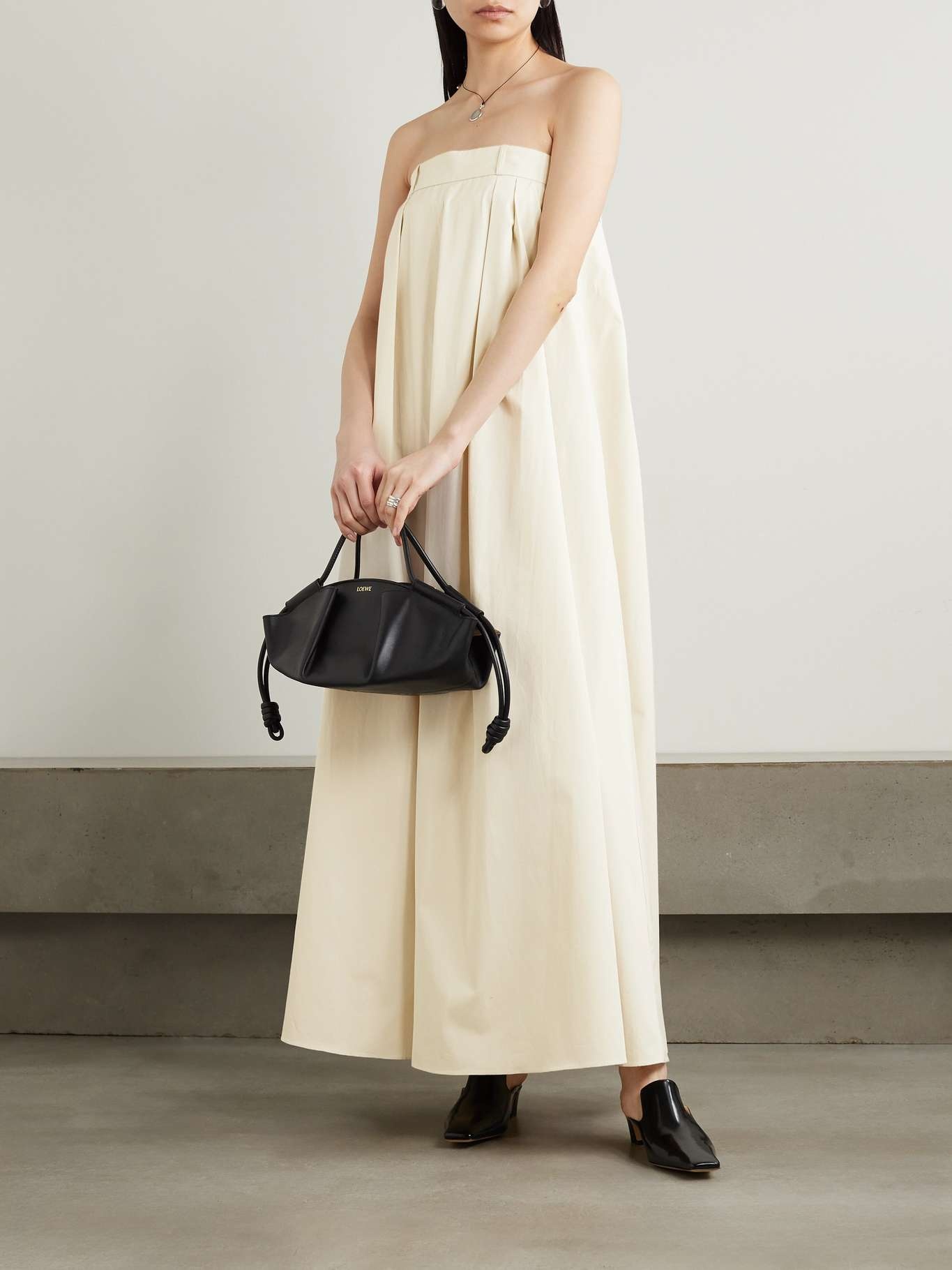 Strapless pleated cotton-poplin maxi dress - 2