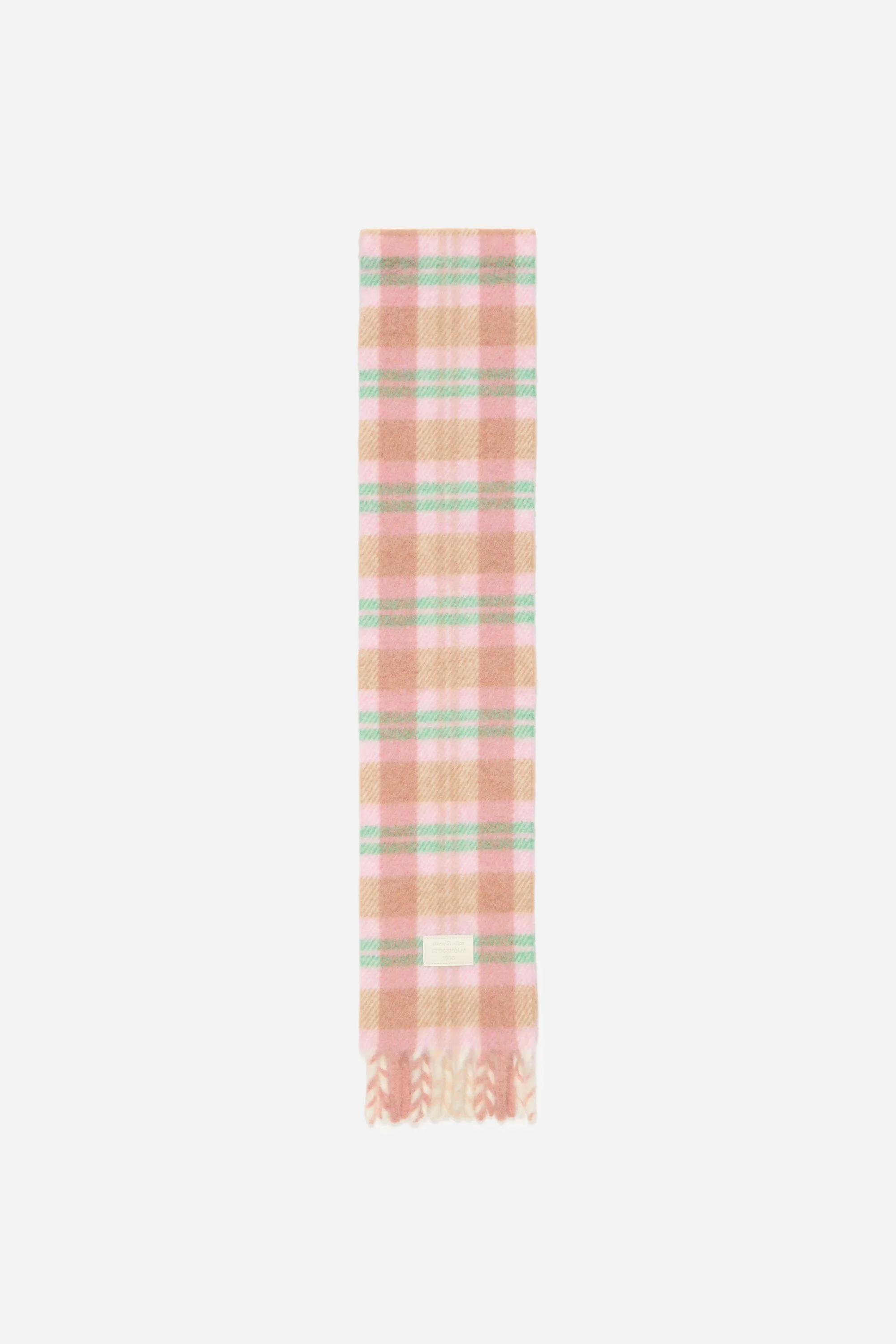 Fringed alpaca-wool scarf - Pastel pink/mint green - 1