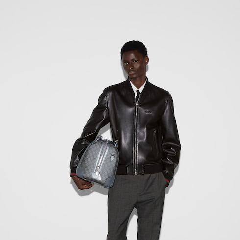 GUCCI テーラードジャケット ブラック 38とベンツキャリー　2点 GUCCI Leather bomber jacket with Web | REVERSIBLE