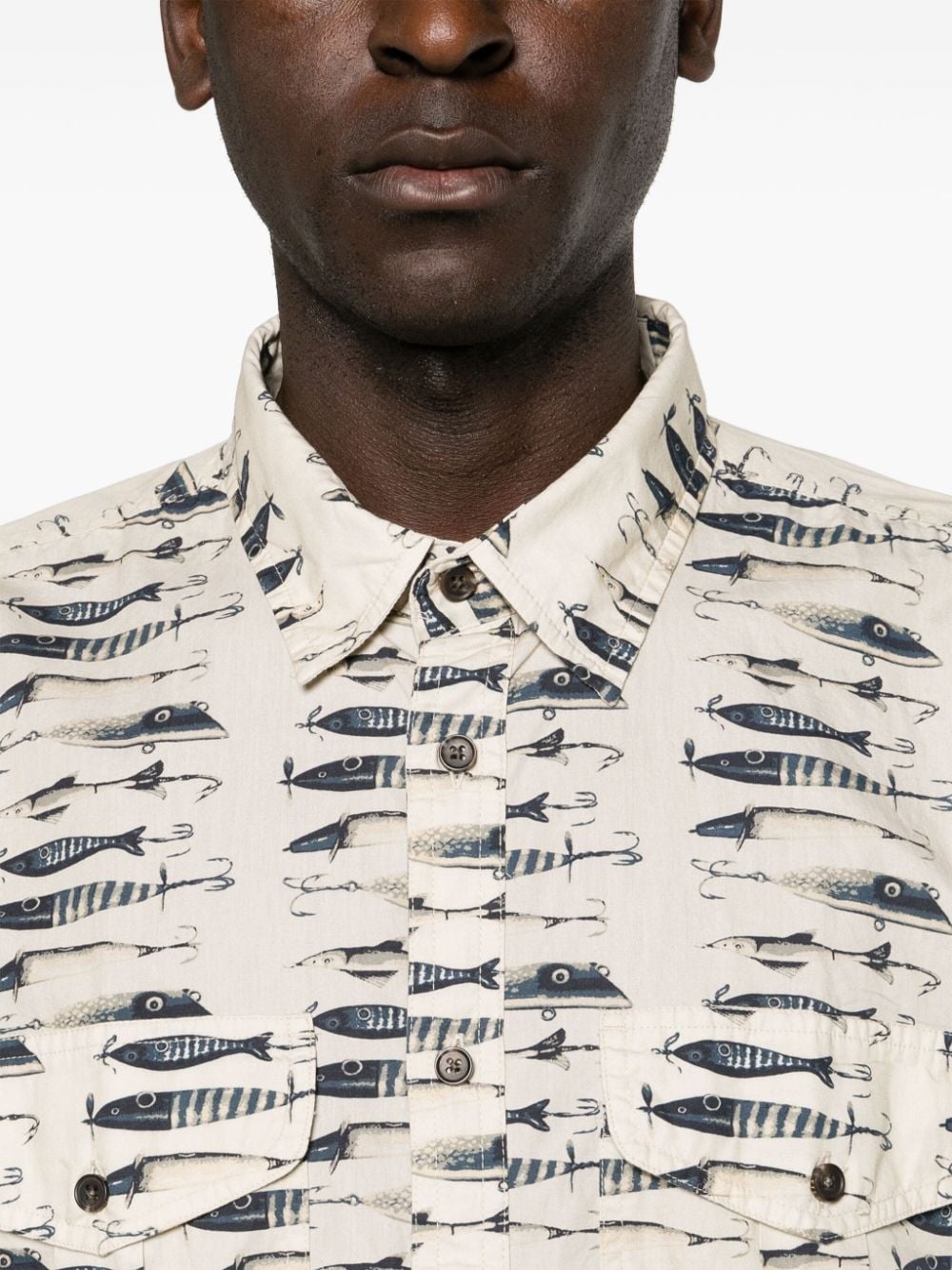 fish-print cotton shirt - 5