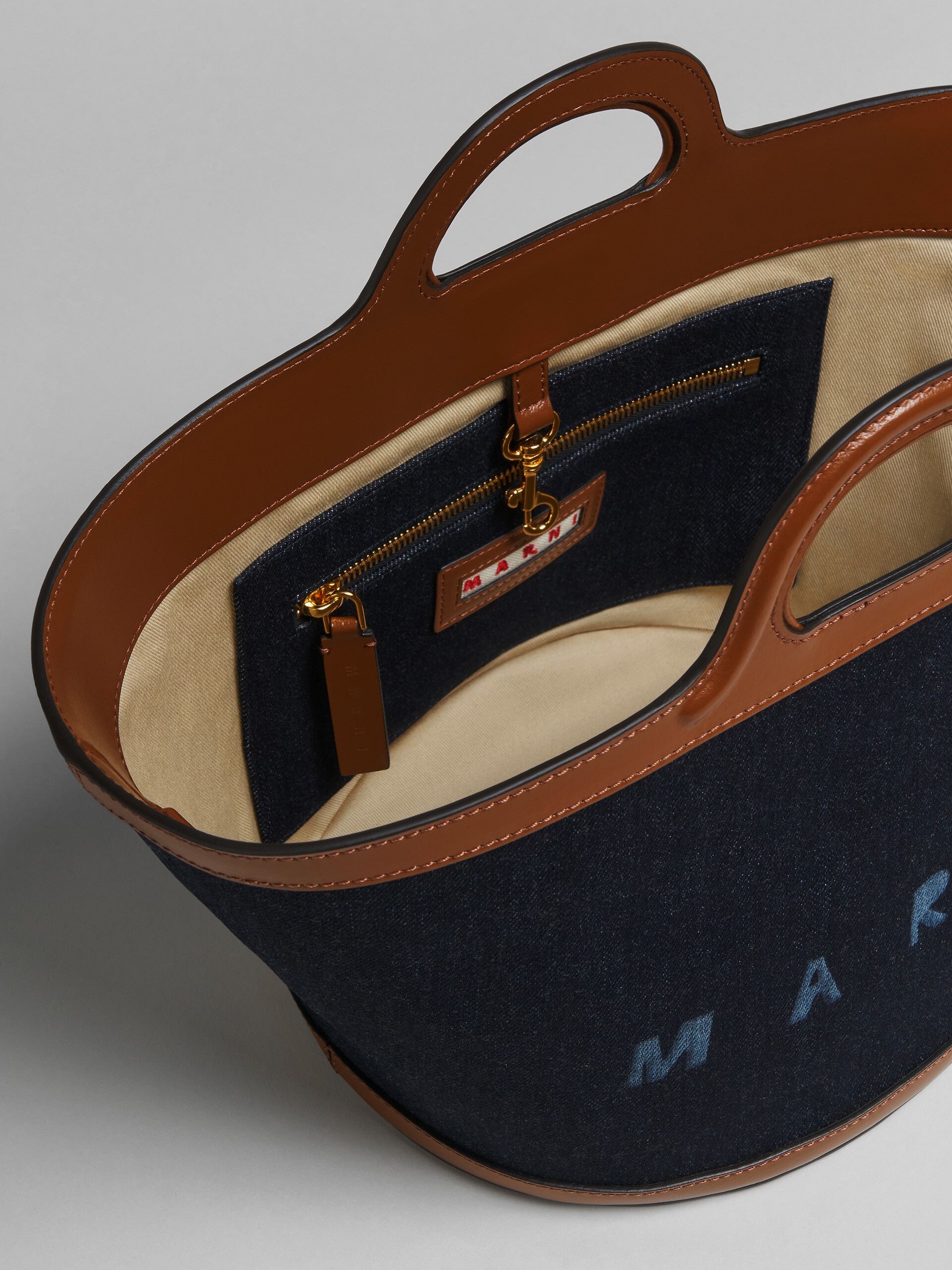 TROPICALIA SMALL BAG IN DENIM AND LEATHER 4