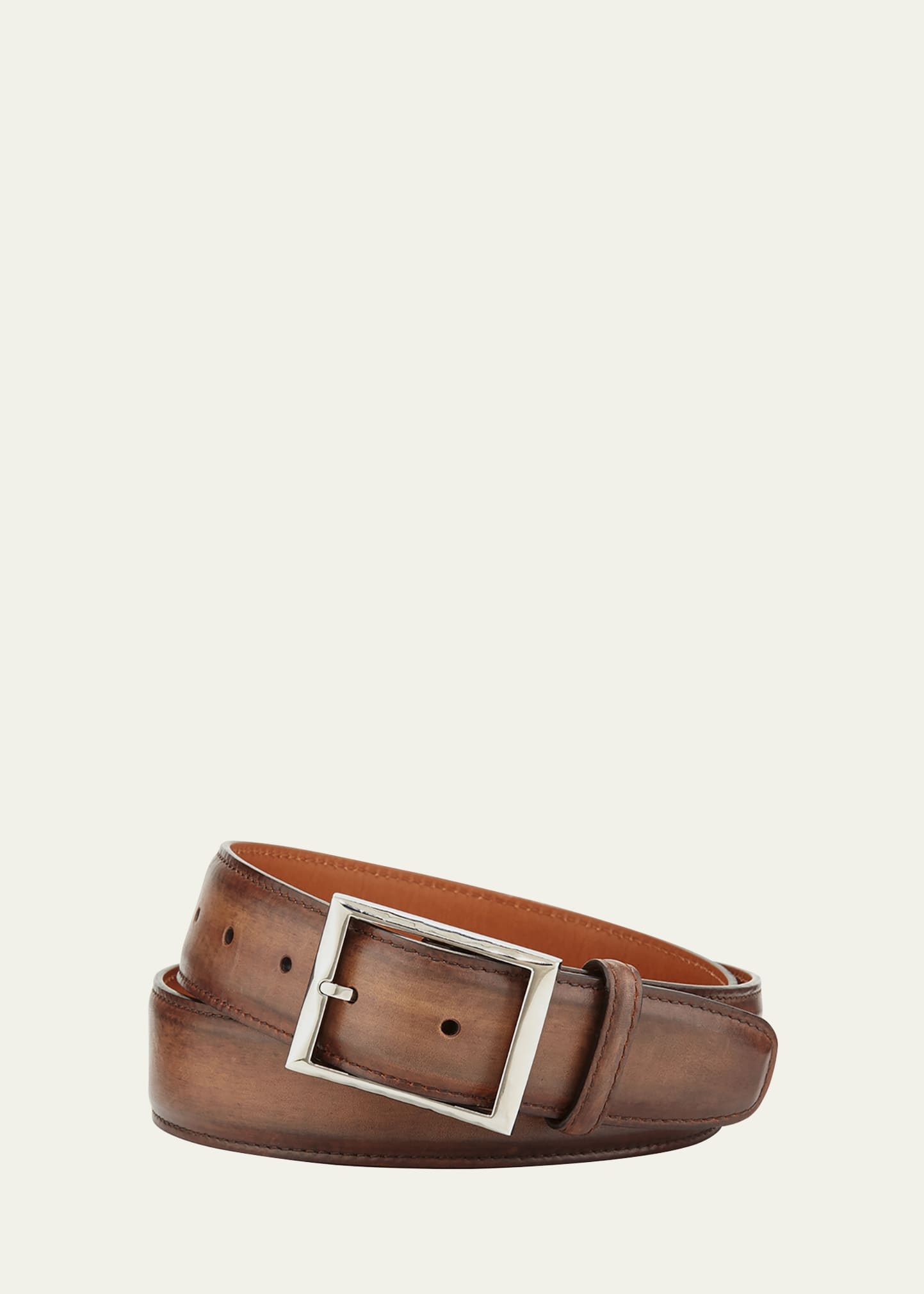 Men's Classic Burnished Leather Belt - 1