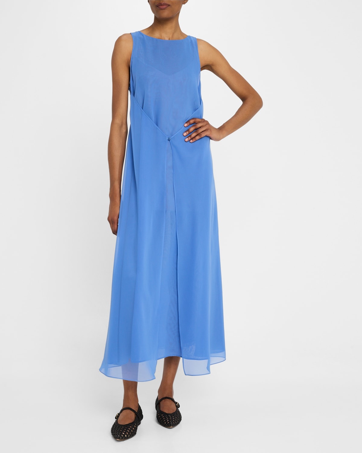 Sleeveless Techno Georgette Maxi Dress - 4