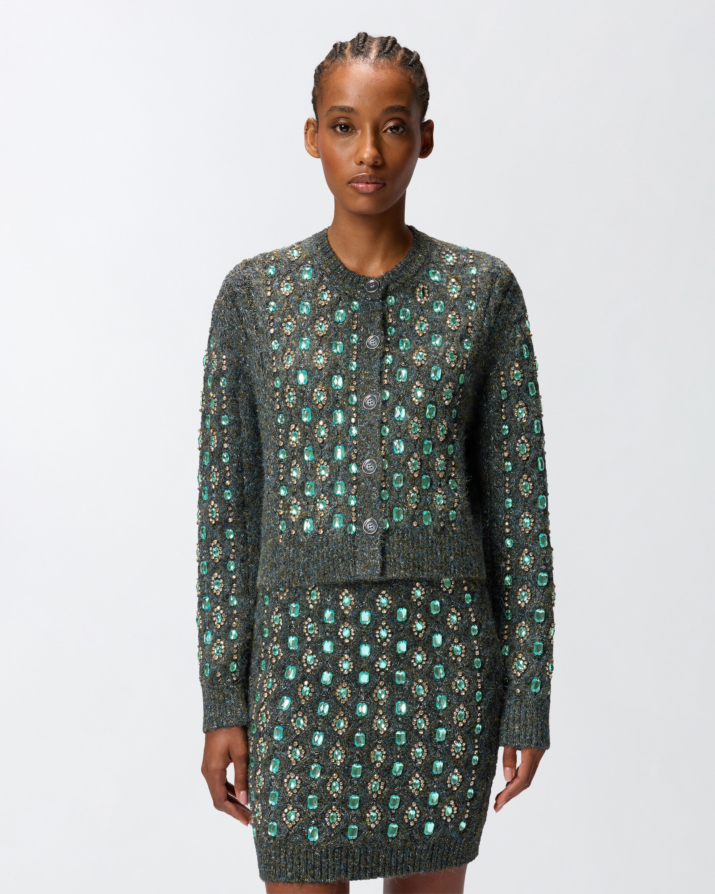 KNITTED MULINE CARDIGAN WITH JEWEL APPLICATIONS - 2