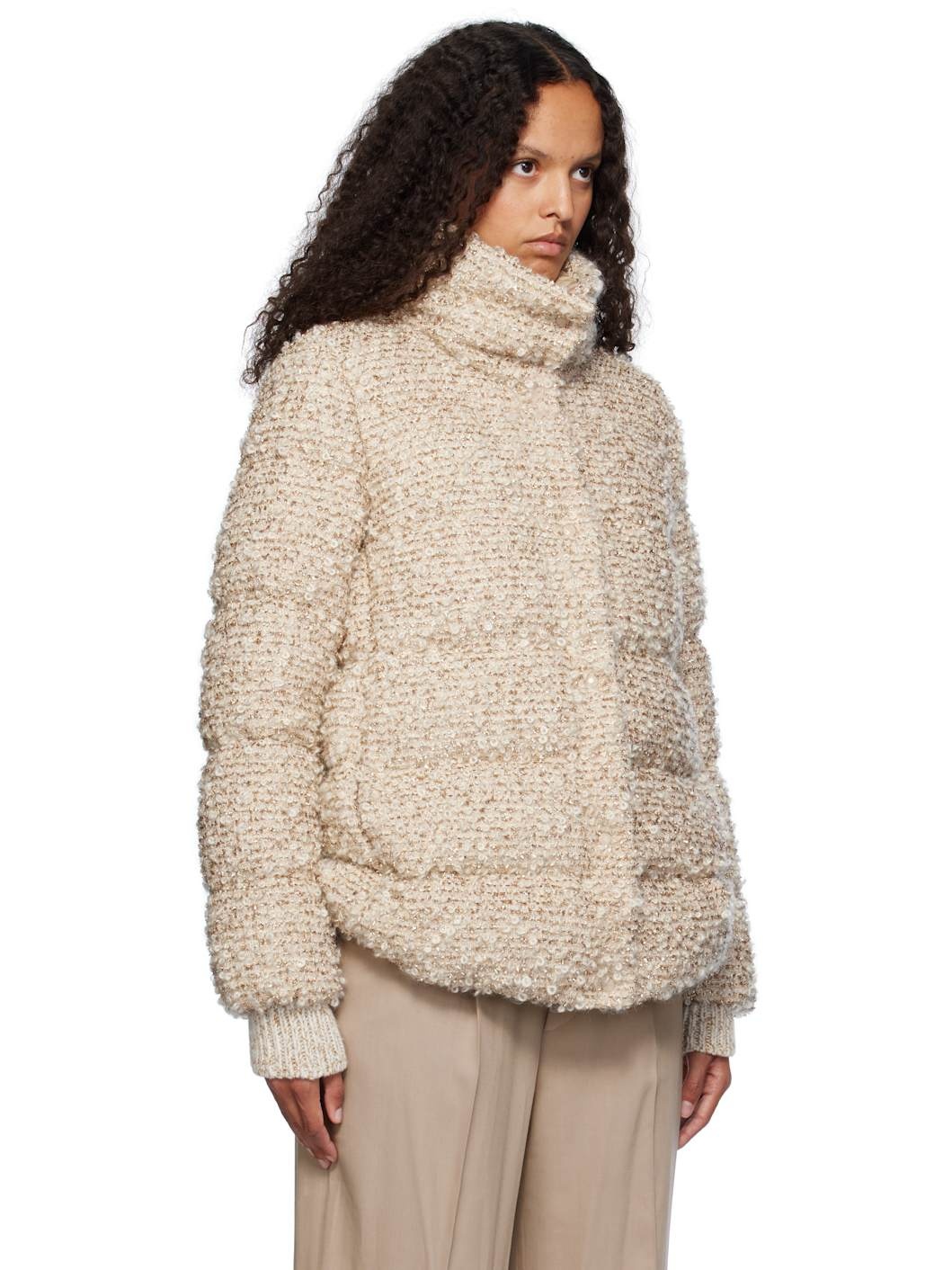 Beige Cochevisse Mohair & Wool Short Down Jacket - 2