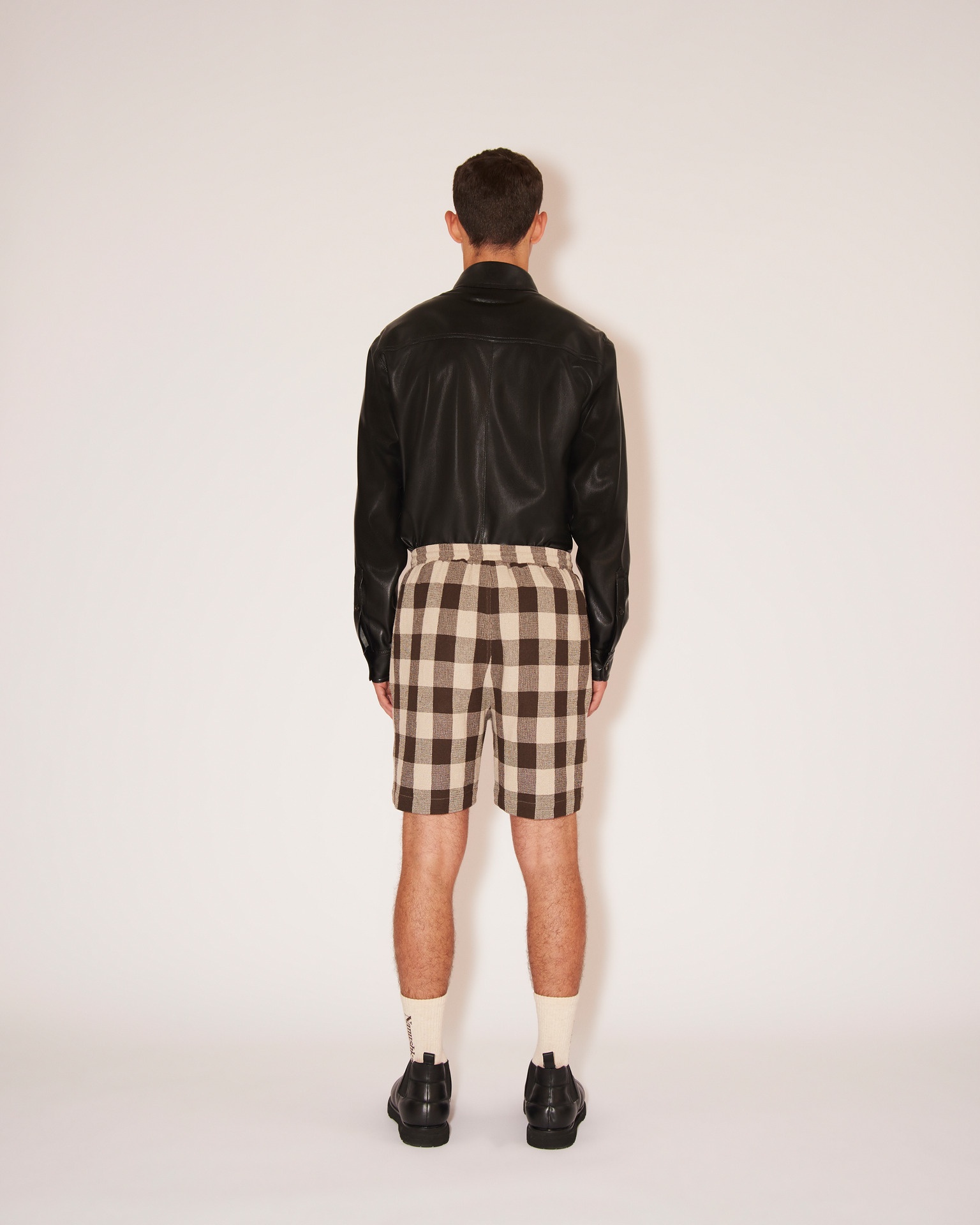 DOXXI - Light-weight Gingham shorts - Brown&Ecru - 4