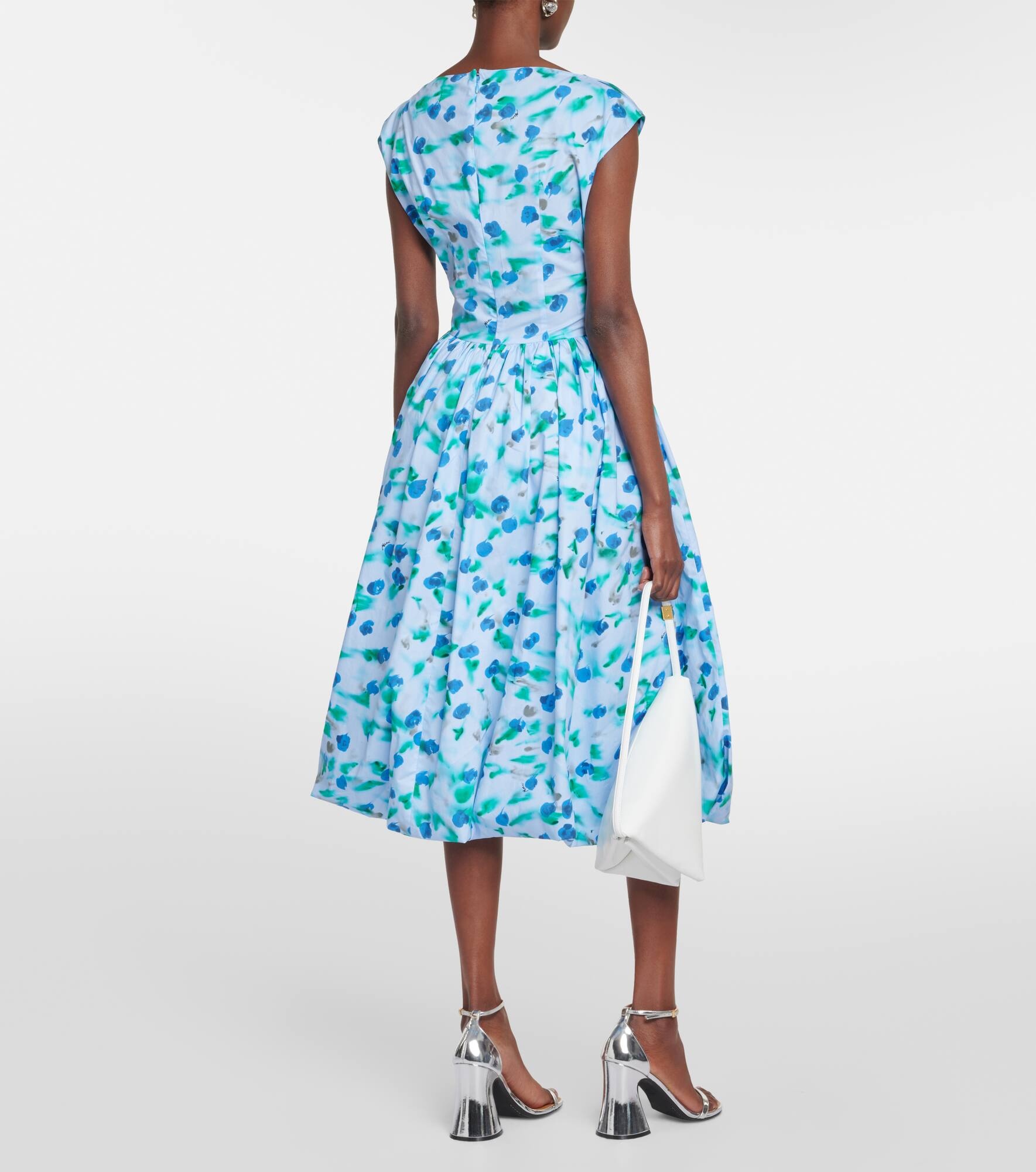 Floral cotton poplin midi dress - 3
