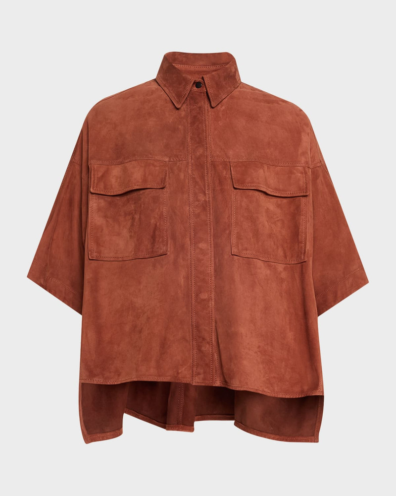 Suede Short-Sleeve Oversized Utility Shirt 1